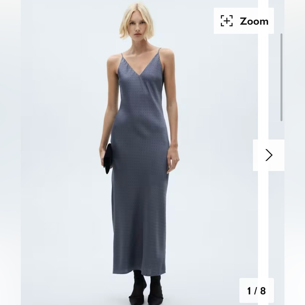 Mango Charcoal/ dusty blue Maxi Dress